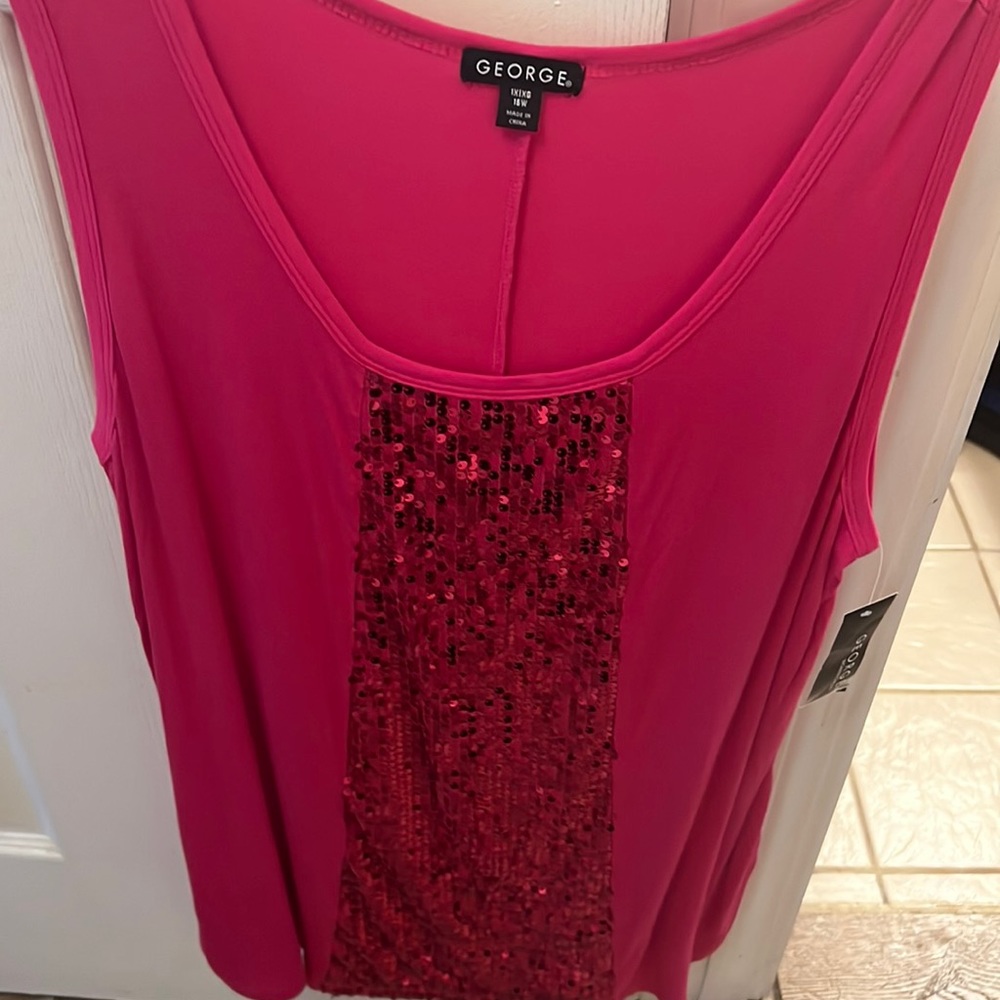 1x size sparkly pink sleeveless shirt